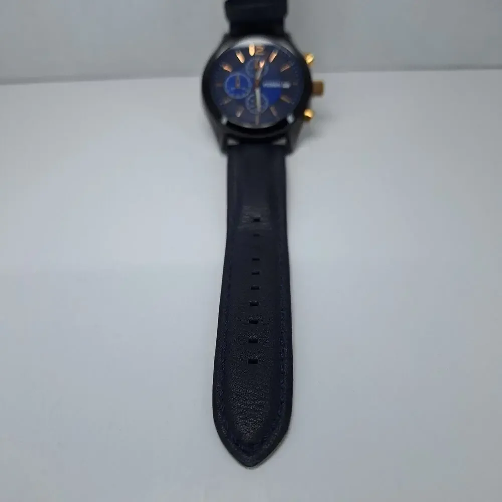 Fossil Blue Watch Men's Blue Dial Leather Chronograph BQ2036 - Needs New Battery